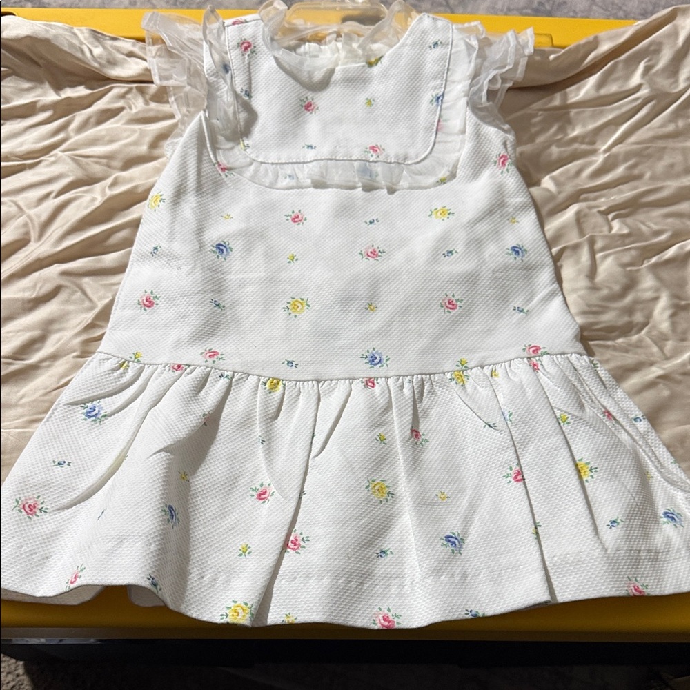 Janie and Jack White Dress with Colorful Floral Patterns